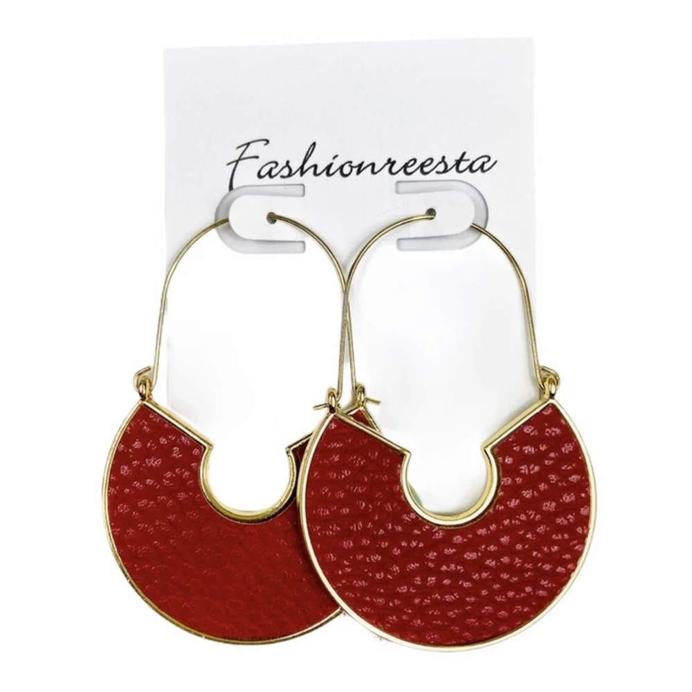 Leather “Nette” Earrings Red